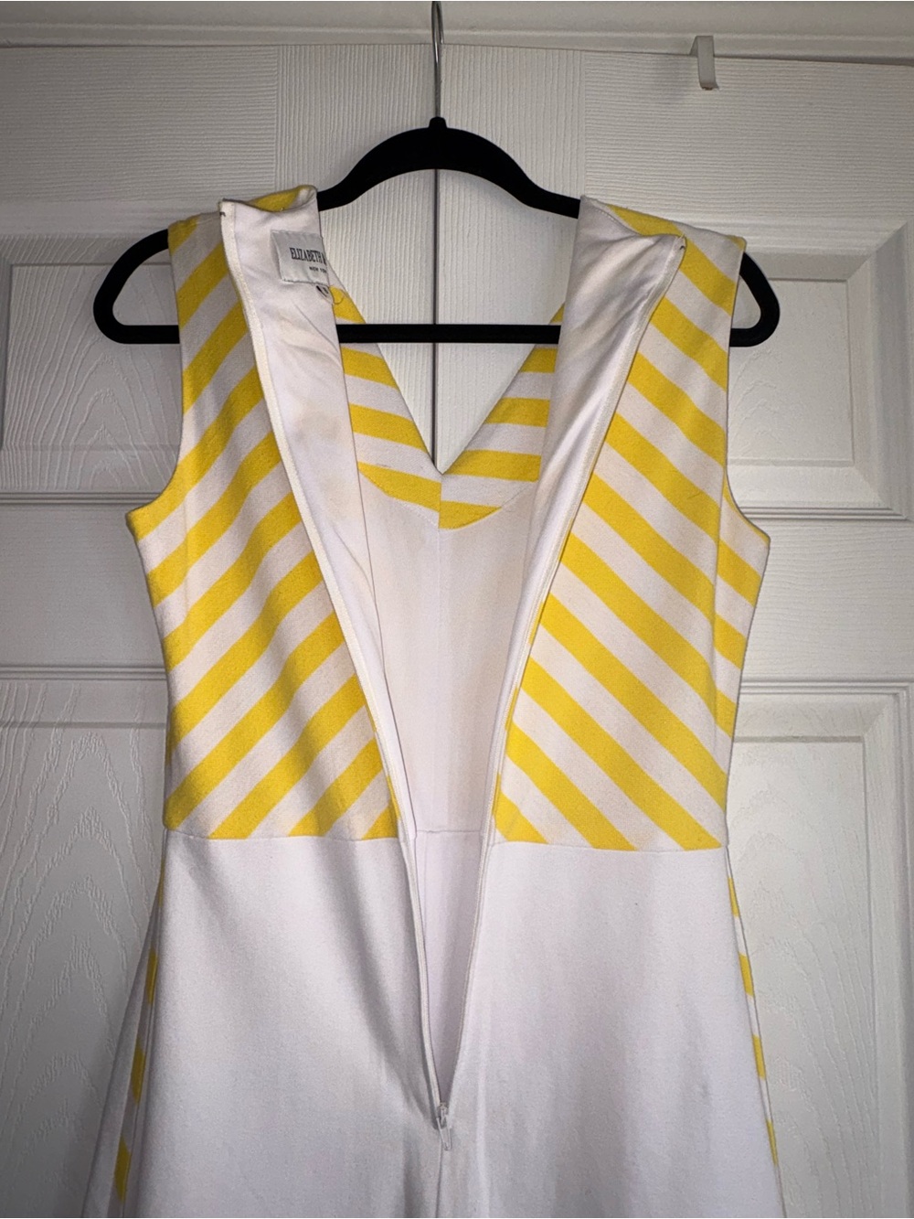 Elizabeth McKay Yellow and White Chevron Fit-and-Flare Dress - Picture 13 of 14